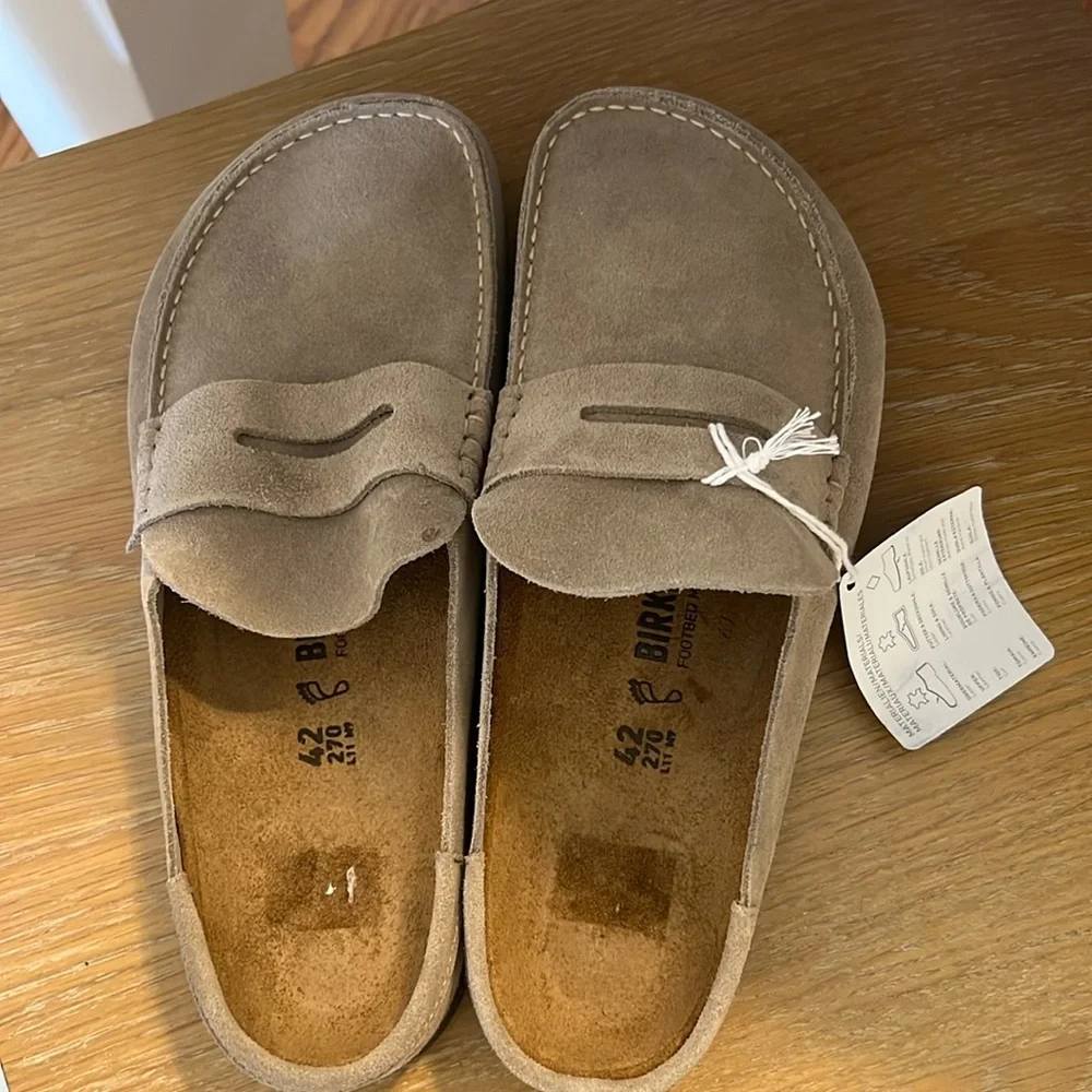 Birkenstock Suede Penny Loafers in Beige